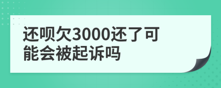 还呗欠3000还了可能会被起诉吗