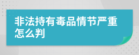 非法持有毒品情节严重怎么判