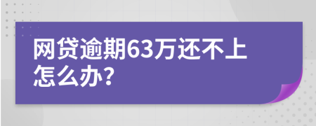 网贷逾期63万还不上怎么办？