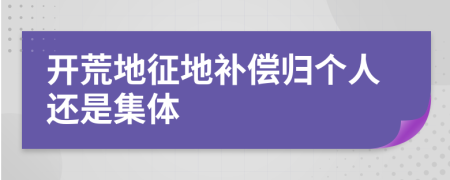 开荒地征地补偿归个人还是集体