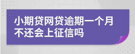 小期贷网贷逾期一个月不还会上征信吗