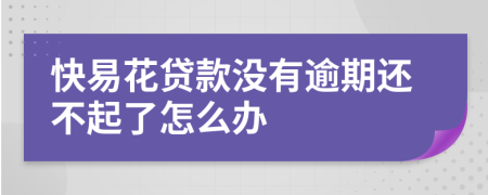 快易花贷款没有逾期还不起了怎么办