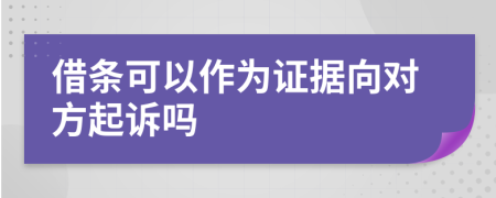 借条可以作为证据向对方起诉吗