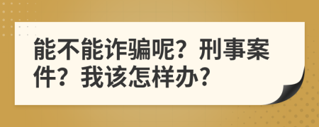 能不能诈骗呢？刑事案件？我该怎样办?