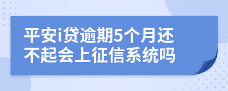 平安i贷逾期5个月还不起会上征信系统吗