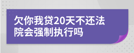 欠你我贷20天不还法院会强制执行吗