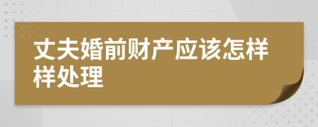 丈夫婚前财产应该怎样样处理