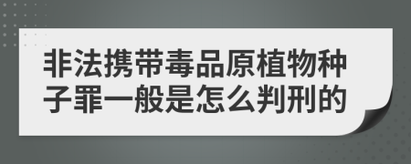 非法携带毒品原植物种子罪一般是怎么判刑的