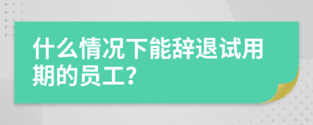 什么情况下能辞退试用期的员工？