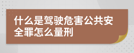 什么是驾驶危害公共安全罪怎么量刑