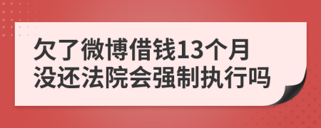 欠了微博借钱13个月没还法院会强制执行吗