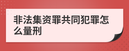 非法集资罪共同犯罪怎么量刑