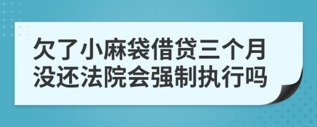 欠了小麻袋借贷三个月没还法院会强制执行吗