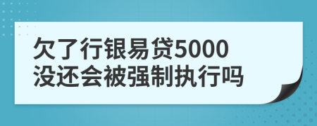 欠了行银易贷5000没还会被强制执行吗