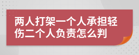两人打架一个人承担轻伤二个人负责怎么判