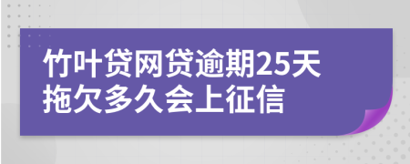 竹叶贷网贷逾期25天拖欠多久会上征信