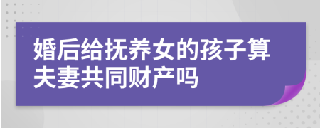 婚后给抚养女的孩子算夫妻共同财产吗