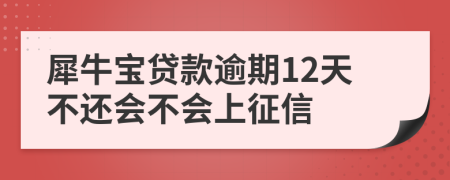 犀牛宝贷款逾期12天不还会不会上征信
