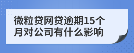 微粒贷网贷逾期15个月对公司有什么影响