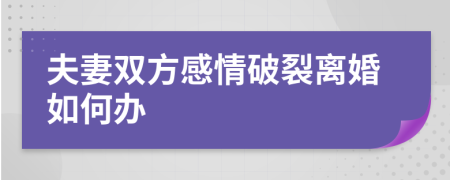 夫妻双方感情破裂离婚如何办