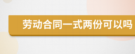 劳动合同一式两份可以吗