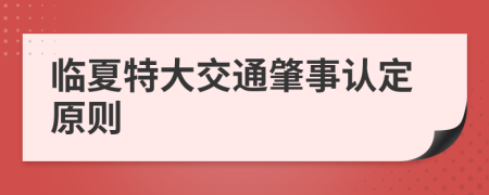 临夏特大交通肇事认定原则