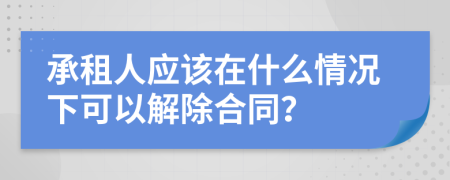 承租人应该在什么情况下可以解除合同？