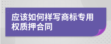 应该如何样写商标专用权质押合同