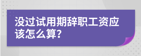 没过试用期辞职工资应该怎么算？