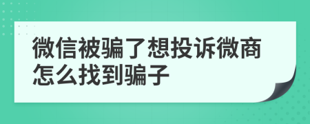 微信被骗了想投诉微商怎么找到骗子