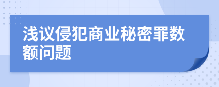 浅议侵犯商业秘密罪数额问题