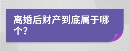 离婚后财产到底属于哪个？