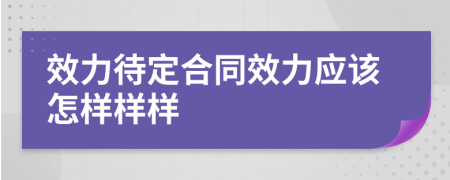 效力待定合同效力应该怎样样样