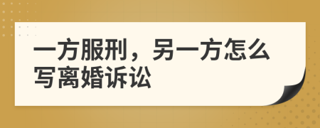 一方服刑，另一方怎么写离婚诉讼