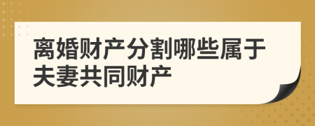 离婚财产分割哪些属于夫妻共同财产