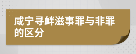 咸宁寻衅滋事罪与非罪的区分