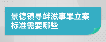 景德镇寻衅滋事罪立案标准需要哪些