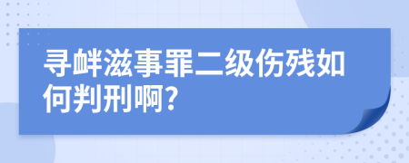 寻衅滋事罪二级伤残如何判刑啊?