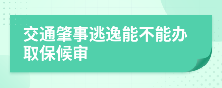 交通肇事逃逸能不能办取保候审