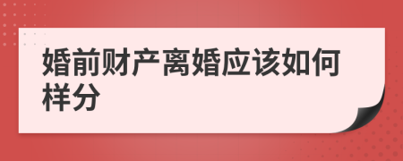 婚前财产离婚应该如何样分