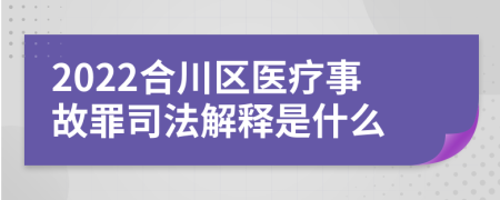 2022合川区医疗事故罪司法解释是什么