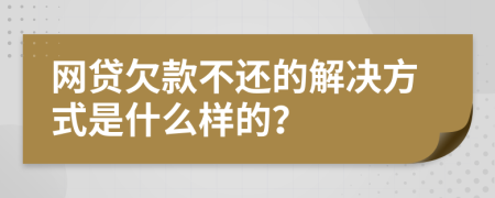 网贷欠款不还的解决方式是什么样的？