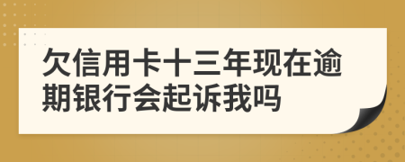 欠信用卡十三年现在逾期银行会起诉我吗