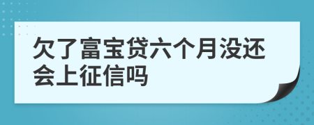 欠了富宝贷六个月没还会上征信吗