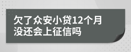 欠了众安小贷12个月没还会上征信吗