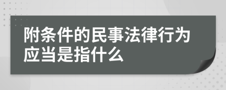 附条件的民事法律行为应当是指什么