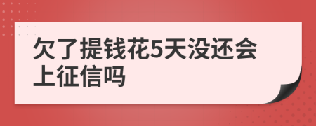 欠了提钱花5天没还会上征信吗