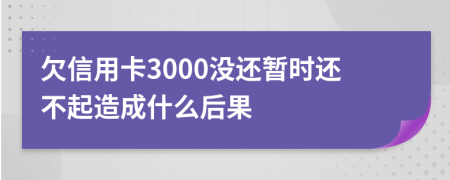 欠信用卡3000没还暂时还不起造成什么后果