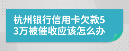 杭州银行信用卡欠款53万被催收应该怎么办