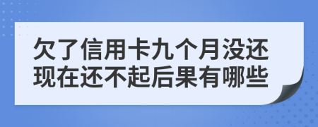 欠了信用卡九个月没还现在还不起后果有哪些